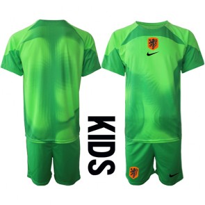 Holandsko Brankářské Dětské Domácí dres komplet MS 2022 Krátký Rukáv (+ trenýrky)